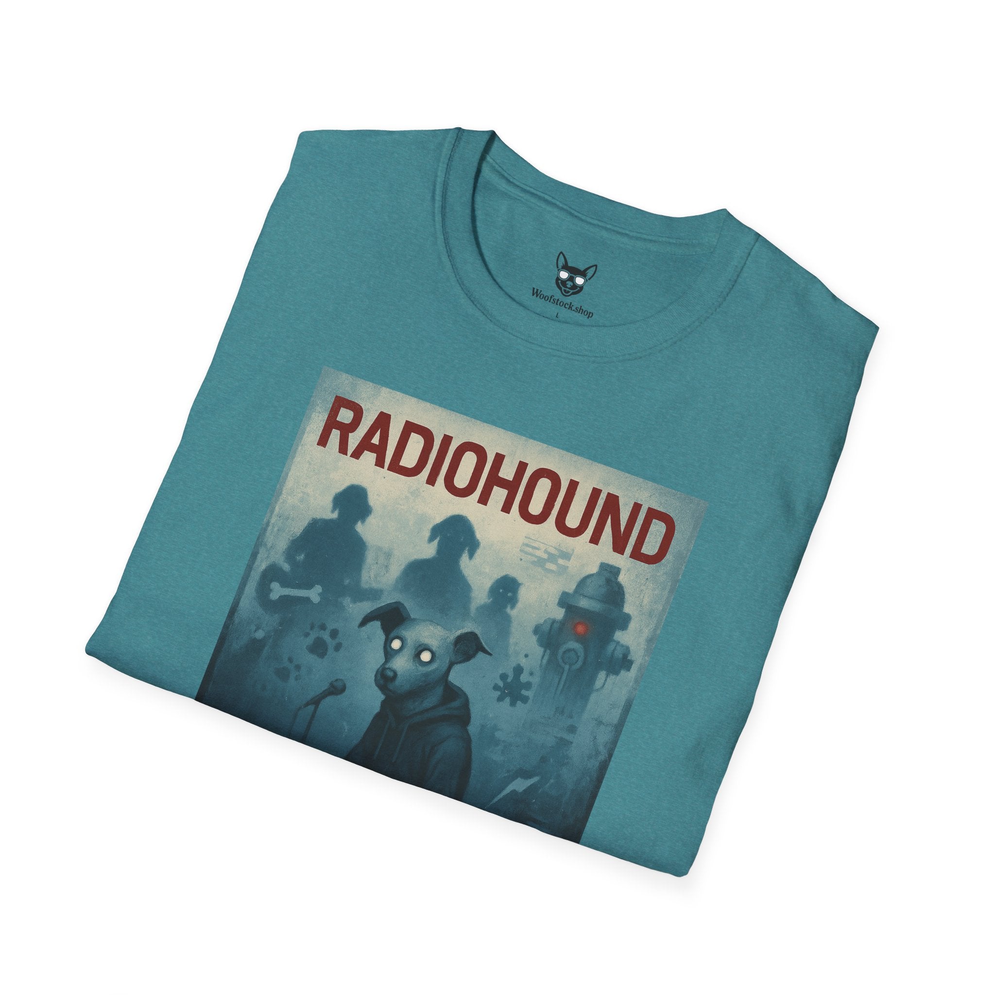 Radiohead Concert Poster Dog Parody Unisex Softstyle T-Shirt -- Funny Rock Tee for Music and Dog Lovers